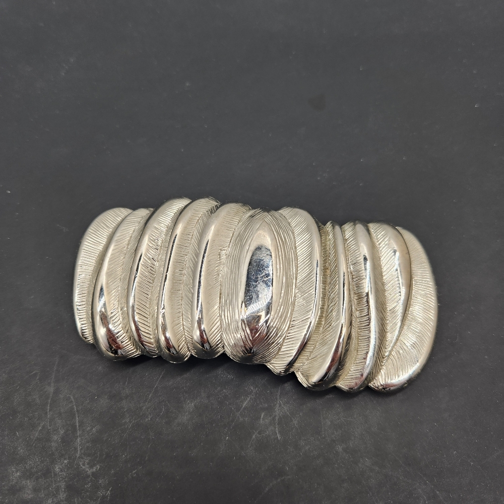 Vintage Dotty Smith belt buckle men's silver tone southwestern Feather western
